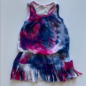 Babysara Tie Dye Sparkle Lace Back Dress